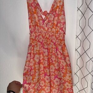 Floral Pink and Orange Women's Dress
